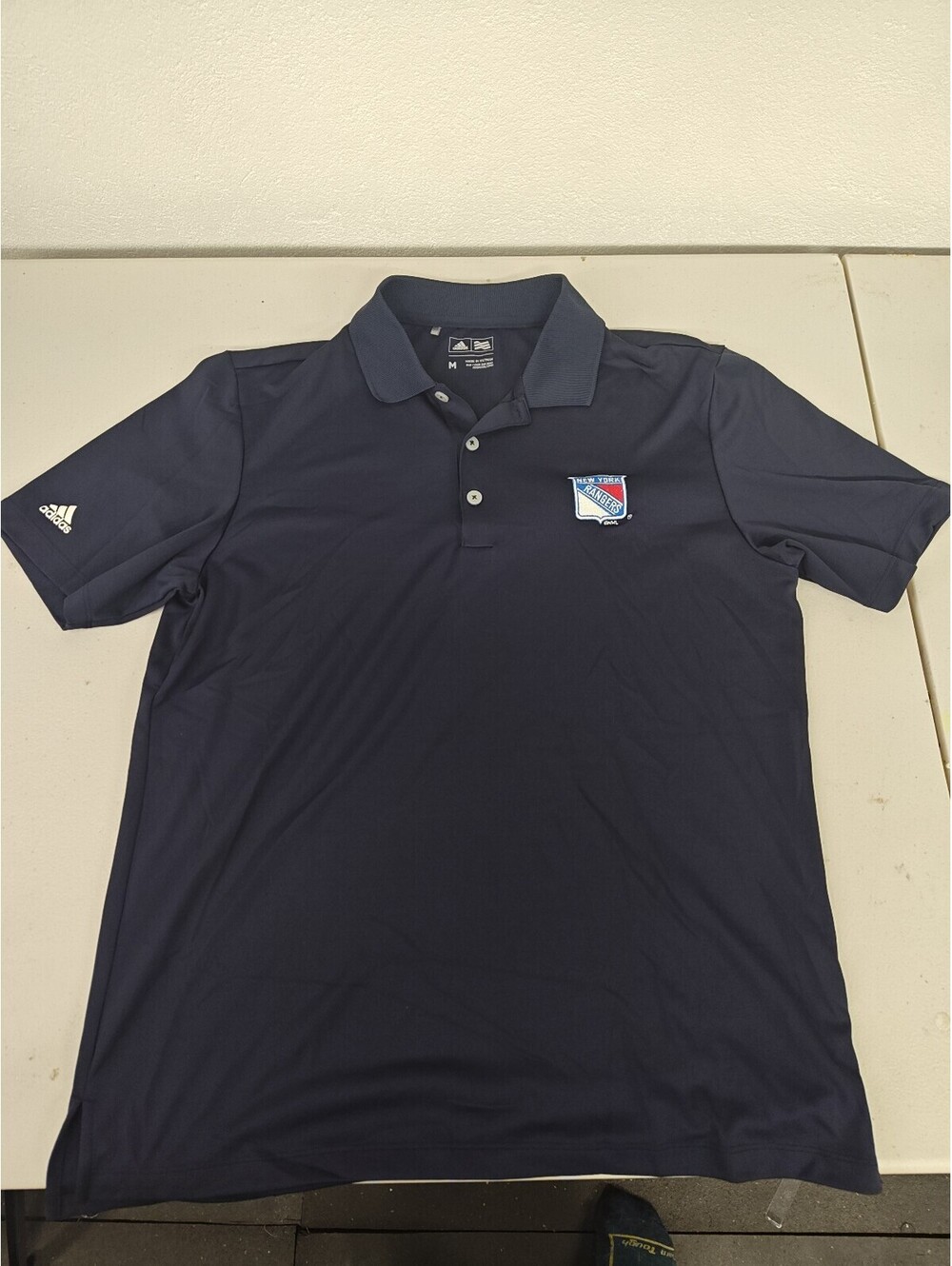 Adidas Golf Mens Medium NY Rangers Polo Shirt Navy Blue NHL Hockey Embroidered